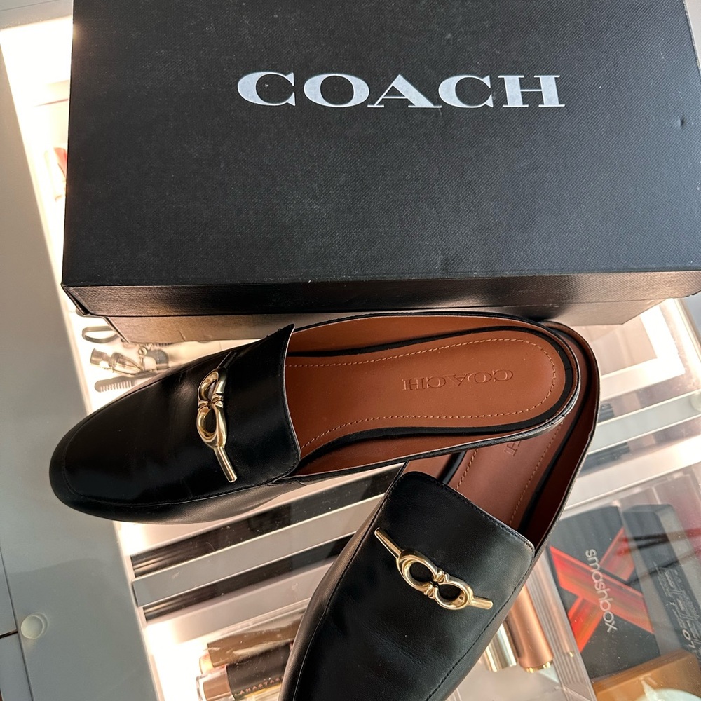 Coach Black Sienna Leather Slides